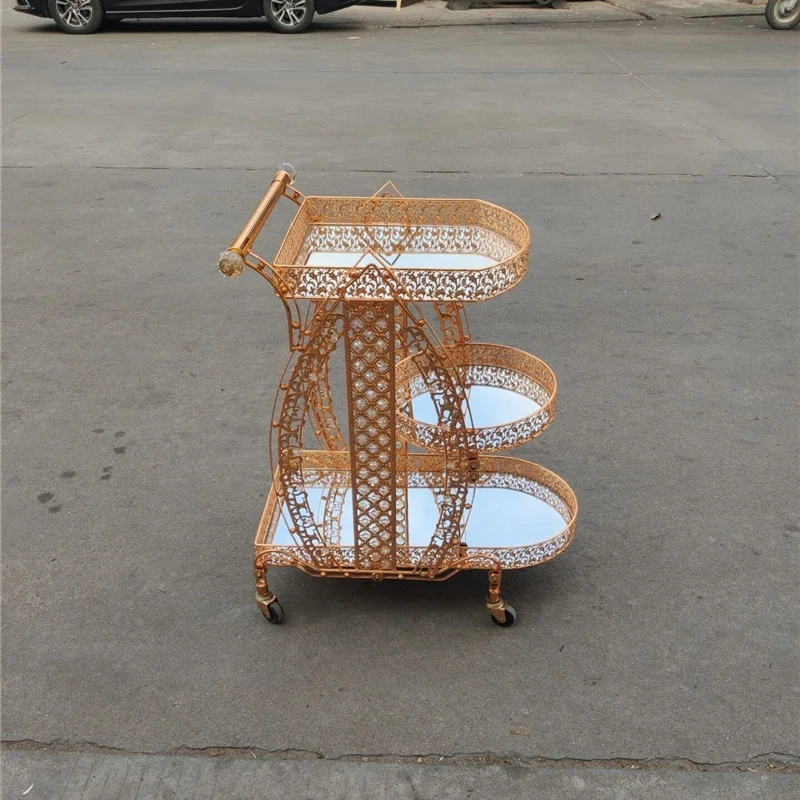 Hotel and Home Furniture Luxury Gold Metal Frame Bar Carts Drink Trolley