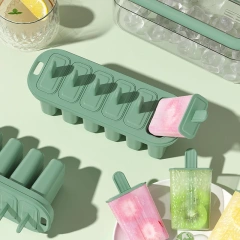 Wholesale Portable Silicone Ice Lolly Moulds Cube Shaped Popsicle Mold with Lid for Ice Cream Popsicle Tool Cube Tray