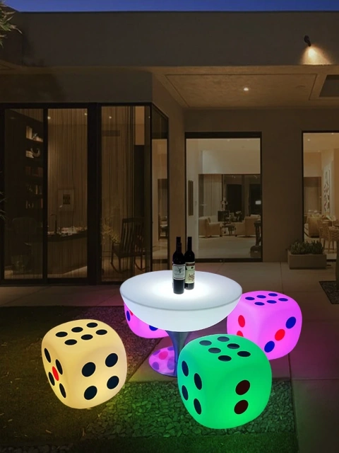 New arrival Plastic illuminated bar furniture party led light up giant dice seats bar night club led table and chairs