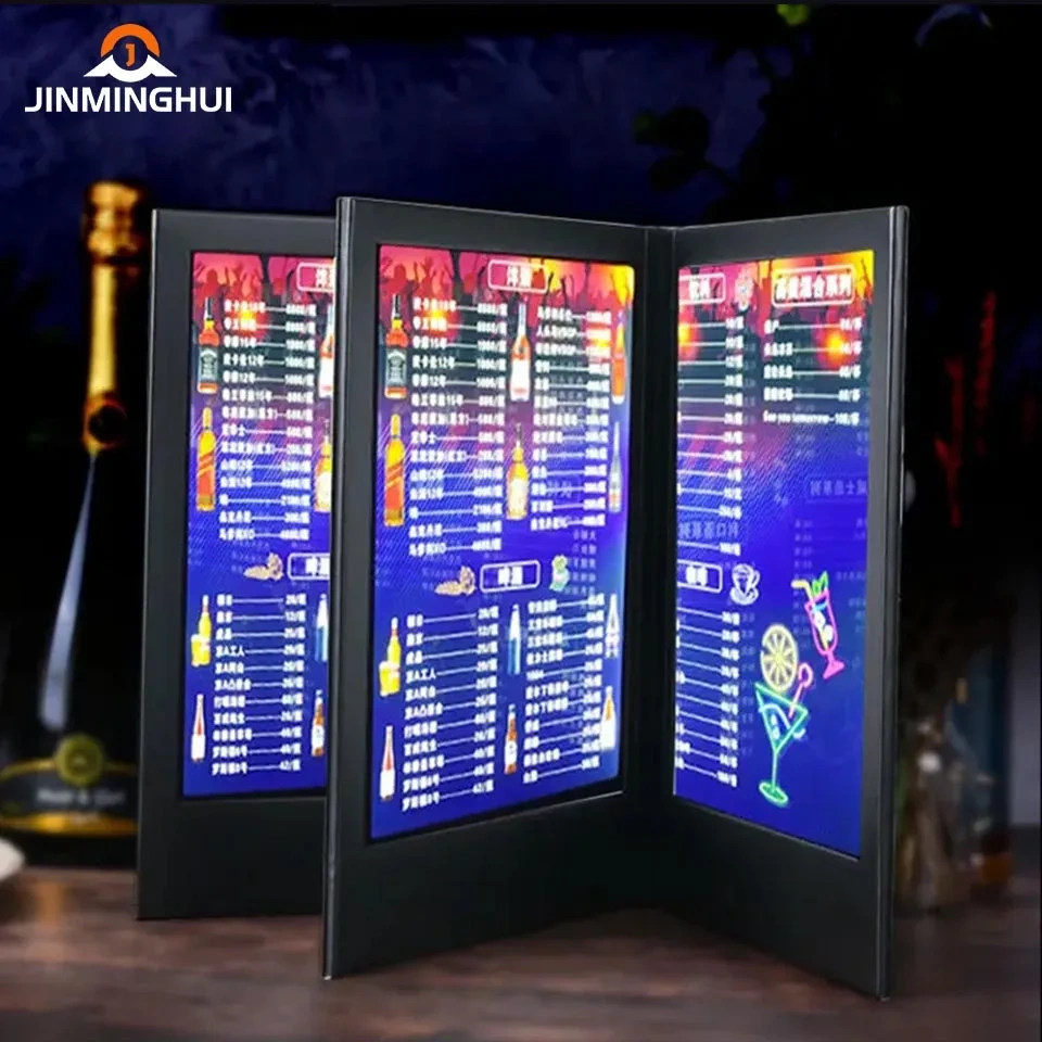Restaurant Bar Large Field Of View A4 A5 Light Plat Leather Acrylic Waterproof Portable Single Sided Multi-Sided Led Menu