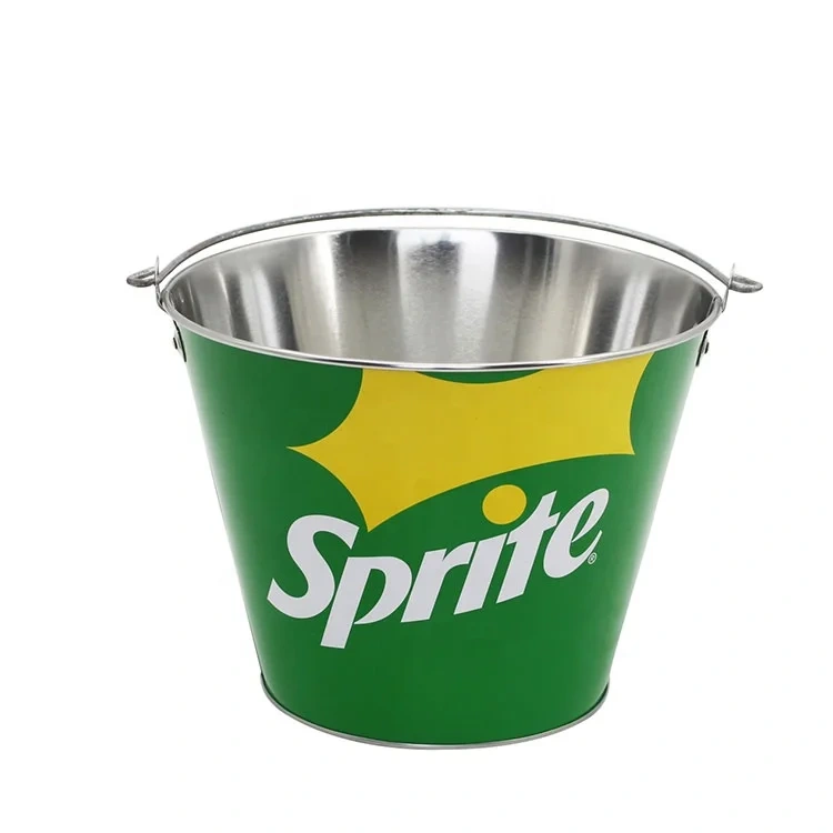 Custom 5L Round Metal Galvanized Ice Bucket Party Beverage Tub 6 Bottles Beer Champagne Drink Wine Cooler Chillers Drink Bucket