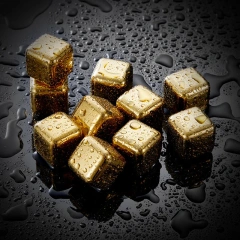 custom logo whiskey cooling store Bar accessories metal reusable 18/10 stainless steel ice cubes with ice tong