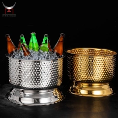 Hammered Drink Cooler Stainless Steel Beverage Tub Champagne Bucket For Weddings Family Business Party Large Ice Bucket
