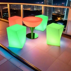 Modern Contemporary PE LED Light Bar Stool Chair High Quality Home Hotel Restaurant Cafe Bedroom School Living Room Use Wood