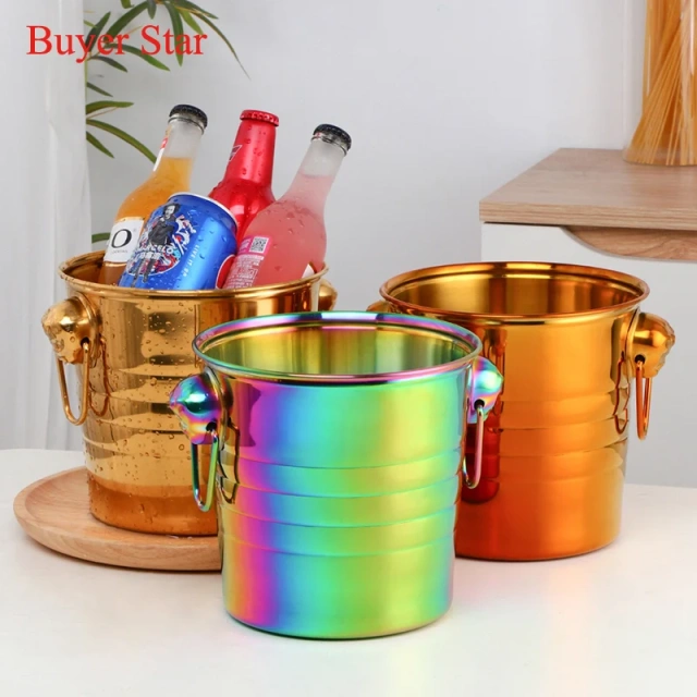 Buyer Star Stainless Steel Ice Bucket Red Wine Champagne Barrel Bar Ktv Ice Bucket Beer Champagne Bucket