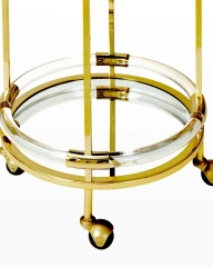 Newest 2 Tier Lucite Rolling Cart Arabic Acrylic Round Bar Carts Serving Trolley For Hotel Kitchen Food Serving Trolley Cart