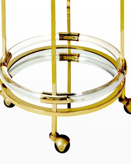 Newest 2 Tier Lucite Rolling Cart Arabic Acrylic Round Bar Carts Serving Trolley For Hotel Kitchen Food Serving Trolley Cart