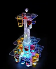 rechargeable plastic acrylic night club bar Display Stand Wine Rack Shot Glass Tray Multi-color Led Bottle Tray For Nightclub