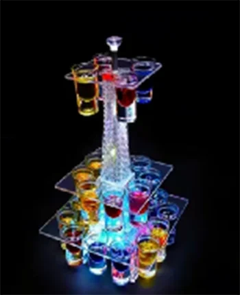 rechargeable plastic acrylic night club bar Display Stand Wine Rack Shot Glass Tray Multi-color Led Bottle Tray For Nightclub