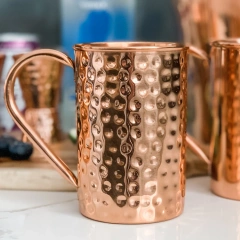 Copper Bar Tumblers Stainless Steel 18.5oz Hammered Drinking Mugs for Moscow Mule and Beer