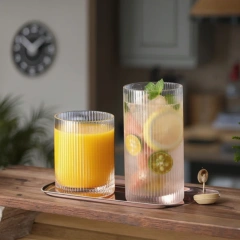 4pcs/set Bar Beverages Ice Coffee Cup Juice Beer Drinkware Glass Cups Vintage Glassware Transparent Cocktail Glasses Set