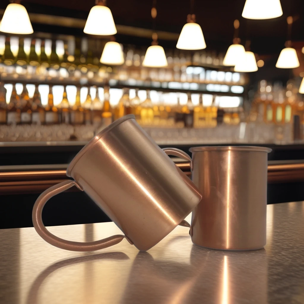Classic 400ML Beer Glasses Pure Copper Cup with Tubular Handle 304 Stainless Steel for Bars and Restaurants