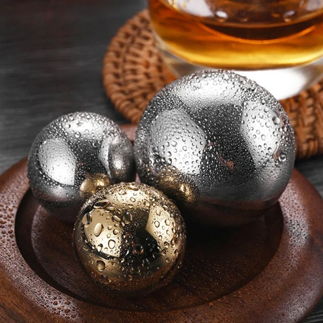 Wine Chiller Stainless Steel Whiskey Ice Ball 38mm Golden Ice Cubes Bar Accessories Custom Ice Cube Balls