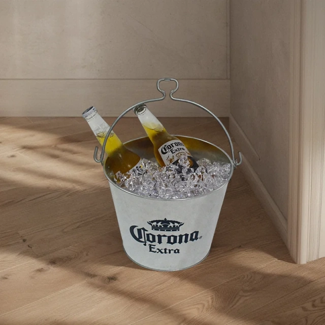 Wholesale Custom Logo Printed Metal Drink Pail Ice Container Galvanized Metal Beer Beverage Bucket Tub Corona ice bucket