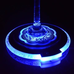 custom disposable bar plastic acrylic wine bottle glass led light up drink coasters for drink