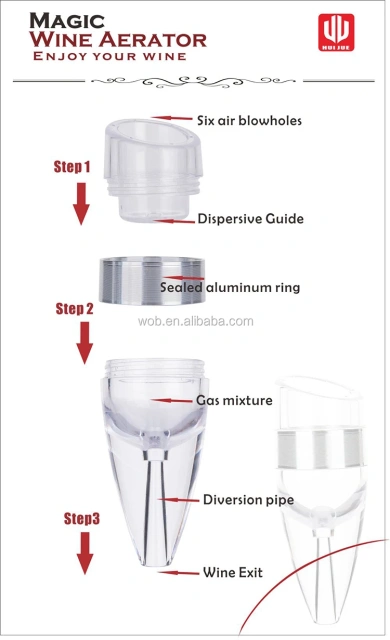 Bar Accessory Plastic Material Wine Decanter Aluminium Alloy Wine Aerator Pourer