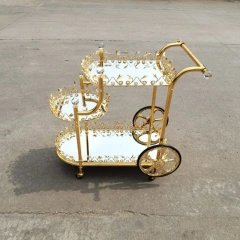 Hotel and Home Furniture Luxury Gold Metal Frame Bar Carts Drink Trolley