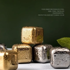 custom logo whiskey cooling store Bar accessories metal reusable 18/10 stainless steel ice cubes with ice tong