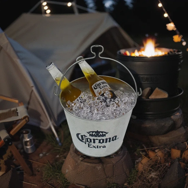 Wholesale Custom Logo Printed Metal Drink Pail Ice Container Galvanized Metal Beer Beverage Bucket Tub Corona ice bucket