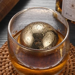 Wine Chiller Stainless Steel Whiskey Ice Ball 38mm Golden Ice Cubes Bar Accessories Custom Ice Cube Balls