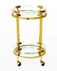 Newest 2 Tier Lucite Rolling Cart Arabic Acrylic Round Bar Carts Serving Trolley For Hotel Kitchen Food Serving Trolley Cart
