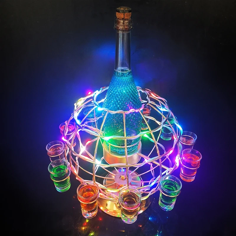 rechargeable plastic acrylic night club bar Display Stand Wine Rack Shot Glass Tray Multi-color Led Bottle Tray For Nightclub