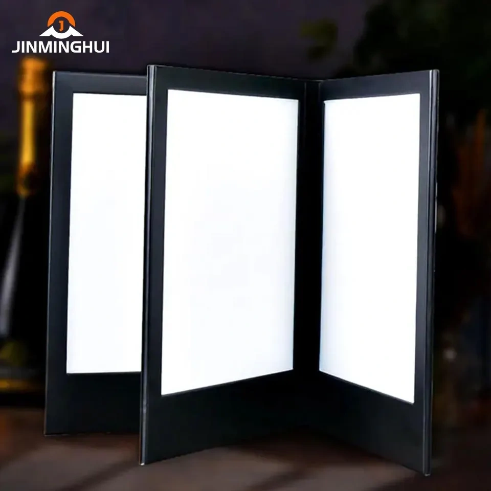 Restaurant Bar Large Field Of View A4 A5 Light Plat Leather Acrylic Waterproof Portable Single Sided Multi-Sided Led Menu