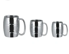 18oz, 16oz, 14oz, 8oz Hot Selling Stainless steel beer mugs metal polished wine barrel