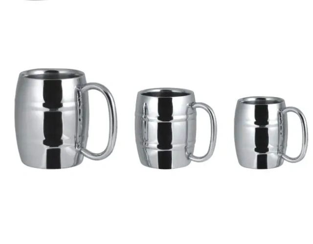 18oz, 16oz, 14oz, 8oz Hot Selling Stainless steel beer mugs metal polished wine barrel