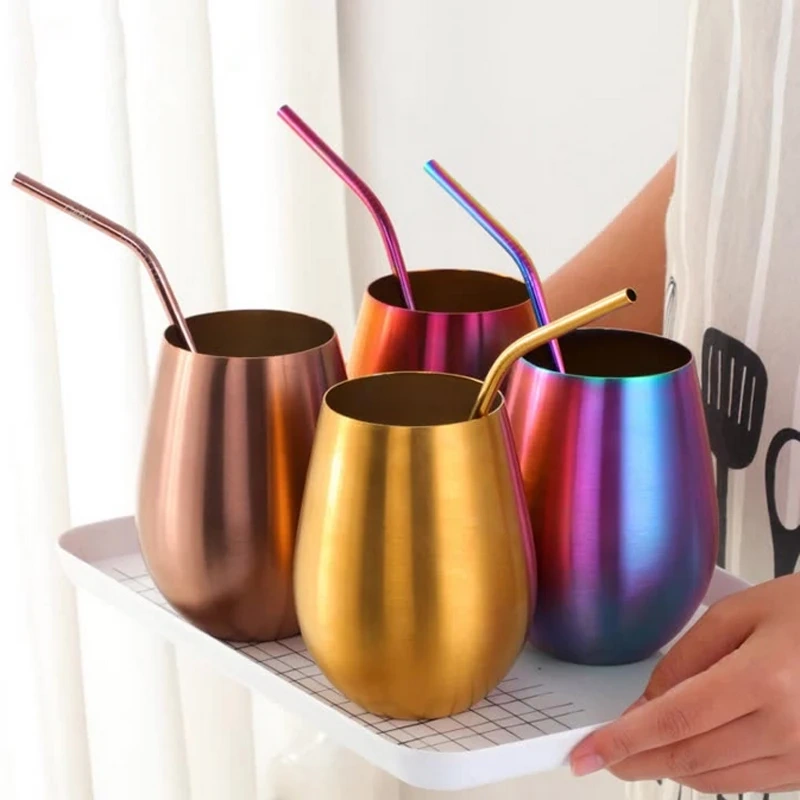 Titanium Colorful Rose Gold Stainless Steel 304 Beer Cups High Grade Metal  Beer Mugs Bar