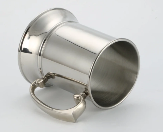 16oz Single Wall stainless steel beer mug with glass bottom