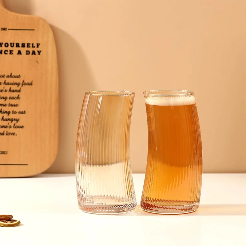Wholesale Hot 17oz Unique Design Horn Shape Large Transparent Glass Drinking Beer Cup Glasses for Bar Decoration Holiday Gifts