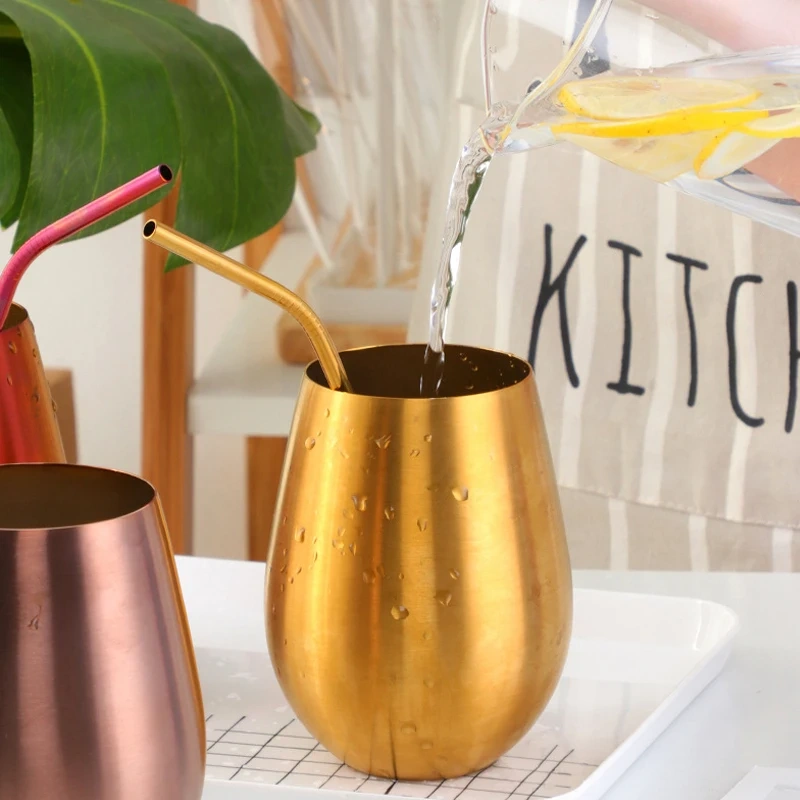 Titanium Colorful Rose Gold Stainless Steel 304 Beer Cups High Grade Metal  Beer Mugs Bar
