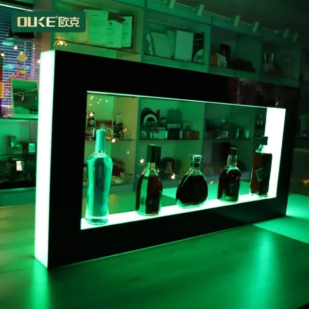 Custom acrylic LED wine display rack wall-mounted Bar LED colored wine rack