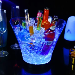 Bar Party LED Lighting Up Waterproof Round Custom Champagne Wine Beer Cooler Plastic Acrylic Led Ice Bucket