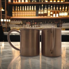 Classic 400ML Beer Glasses Pure Copper Cup with Tubular Handle 304 Stainless Steel for Bars and Restaurants