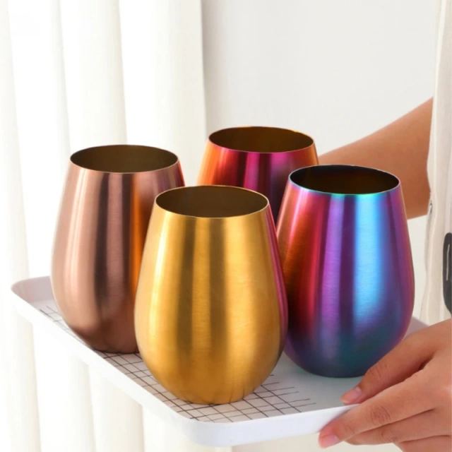 Titanium Colorful Rose Gold Stainless Steel 304 Beer Cups High Grade Metal  Beer Mugs Bar