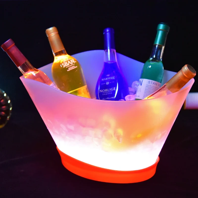 Waterproof luminous plastic LED ice bucket champagne ice bottle service tray for night club party events wedding