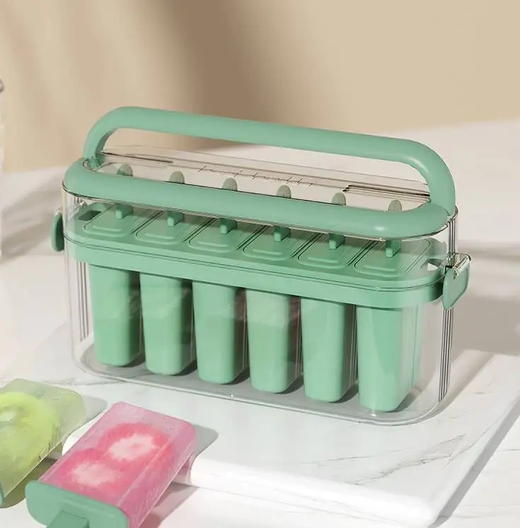 Wholesale Portable Silicone Ice Lolly Moulds Cube Shaped Popsicle Mold with Lid for Ice Cream Popsicle Tool Cube Tray