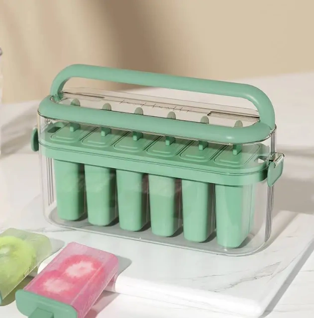 Wholesale Portable Silicone Ice Lolly Moulds Cube Shaped Popsicle Mold with Lid for Ice Cream Popsicle Tool Cube Tray