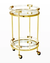 Newest 2 Tier Lucite Rolling Cart Arabic Acrylic Round Bar Carts Serving Trolley For Hotel Kitchen Food Serving Trolley Cart