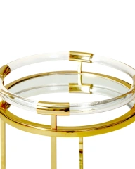 Newest 2 Tier Lucite Rolling Cart Arabic Acrylic Round Bar Carts Serving Trolley For Hotel Kitchen Food Serving Trolley Cart