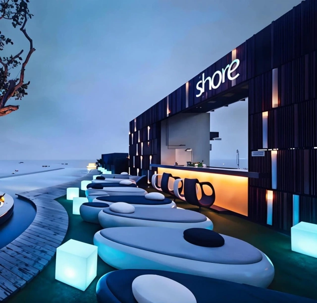 Modern European Design LED Cube Sofa Sectional Home Furniture with Bar Stool New Plastic Sectioned LED Living Room Furniture