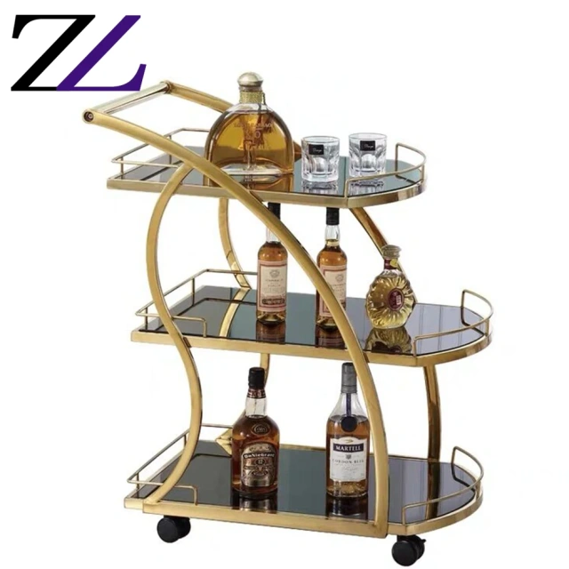 Beauty dining room hand luxury wood gold food tea cake dessert sweet service cart trolley for 3 tier bar hotel wooden trolley