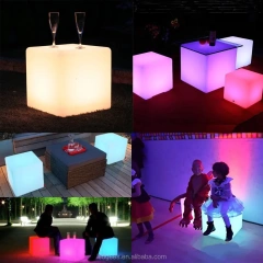 Modern European Design LED Cube Sofa Sectional Home Furniture with Bar Stool New Plastic Sectioned LED Living Room Furniture