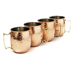 Copper Bar Tumblers Stainless Steel 18.5oz Hammered Drinking Mugs for Moscow Mule and Beer