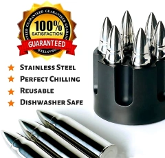 Stainless Steel Ice Stones Reusable Metal Ice Cubes Whiskey Stones Bullets