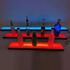 LED bar bottle display shelf 18" 24" 36" 48" wall mounted led acrylic floating wall shelf