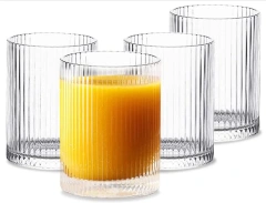 4pcs/set Bar Beverages Ice Coffee Cup Juice Beer Drinkware Glass Cups Vintage Glassware Transparent Cocktail Glasses Set