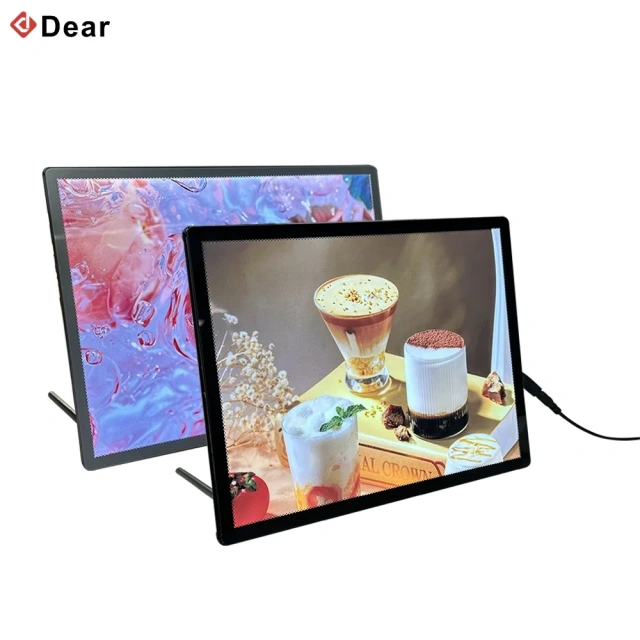 Hot Sale Led Luminous Menu Display Card Restaurant Menu Board Seated Table Top Bar Ultra Thin Menu Poster Light Box